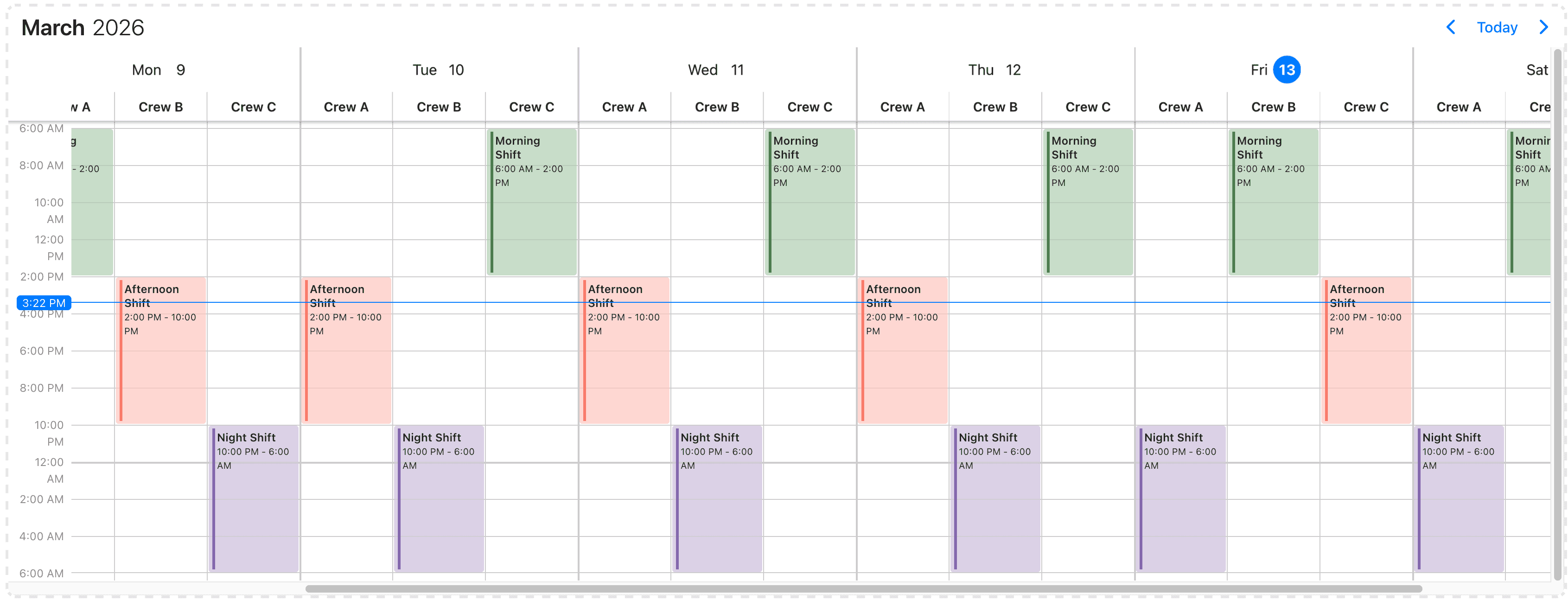 Scheduler shifted days